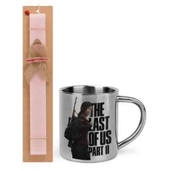 Last of us, Ellie, Easter Set, metallic thermal cup (300ml) & aromatic flat Easter candle (30cm) (PINK)
