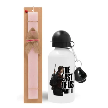 Last of us, Ellie, Πασχαλινή Λαμπάδα με παγούρι μεταλλικό αλουμινίου (500ml) & κερί αρωματικό πλακέ (30cm) (ΡΟΖ)