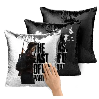 Last of us, Ellie, Μαξιλάρι καναπέ Μαγικό Μαύρο με πούλιες 40x40cm περιέχεται το γέμισμα