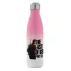 Metal mug thermos Pink/White (Stainless steel), double wall, 500ml