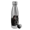 Metallic water bottle, stainless steel, 750ml