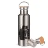 Stainless steel Silver with wooden lid (bamboo), double wall, 750ml