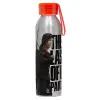 Aluminum Sports Bottle 650ml – Silver with Red Cap and Silicone Strap