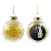 Transparent Christmas tree ball ornament with gold filling 8cm