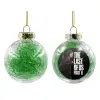 Transparent Christmas tree ball ornament with green filling 8cm