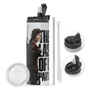 Last of us, Ellie, Travel Tumbler θερμό με διπλό καπάκι, μεταλλικό καλαμάκι και βούρτσα καθαρισμού (Ανωξείδωτο 304 Food grade, BPA free, 600ml)