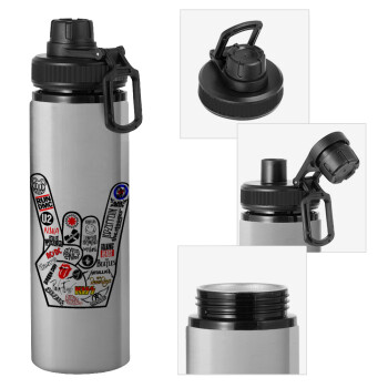 Best Rock Bands hand, Metallic water bottle with safety cap, 850ml aluminum
