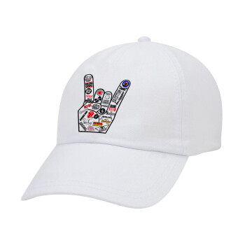 Best Rock Bands hand, Καπέλο Baseball Λευκό (5-φύλλο, unisex)