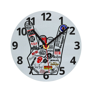 Best Rock Bands hand, Ρολόι τοίχου γυάλινο (20cm)