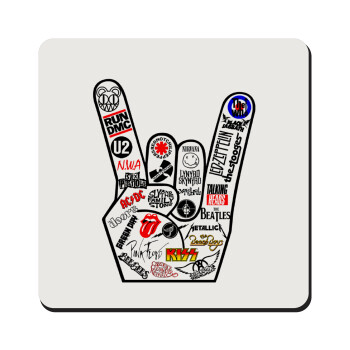 Best Rock Bands hand, Τετράγωνο μαγνητάκι ξύλινο 9x9cm