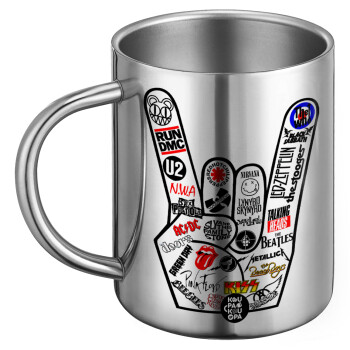 Best Rock Bands hand, Ανοξείδωτη Μεταλλική Κούπα 450ml - Διπλού Τοιχώματος