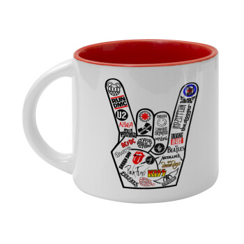 Best Rock Bands hand, Κούπα κεραμική 400ml Λευκή/Κόκκινη