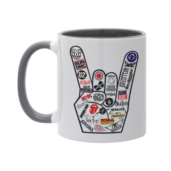 Best Rock Bands hand, Mug colored grey, ceramic, 330ml
