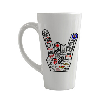 Best Rock Bands hand, Κούπα κωνική Latte Μεγάλη, κεραμική, 450ml