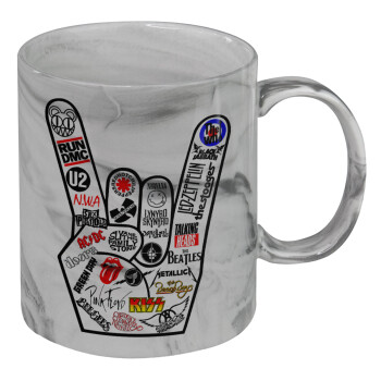 Best Rock Bands hand, Mug ceramic marble style, 330ml