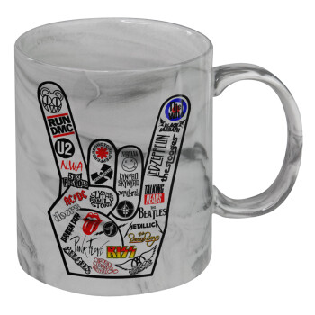 Best Rock Bands hand, Κούπα κεραμική, marble style (μάρμαρο), 330ml