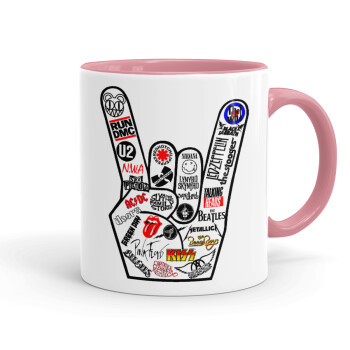 Best Rock Bands hand, Mug colored pink, ceramic, 330ml