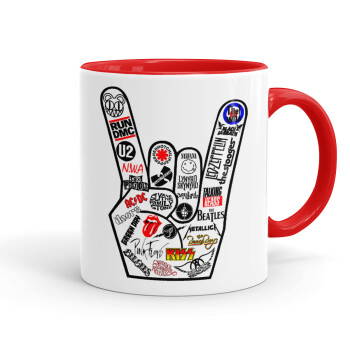Best Rock Bands hand, Mug colored red, ceramic, 330ml