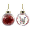 Transparent Christmas tree ball ornament with red filling 8cm