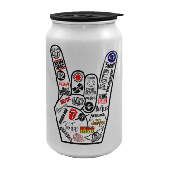 Best Rock Bands hand, Κούπα ταξιδιού μεταλλική με καπάκι (tin-can) 500ml