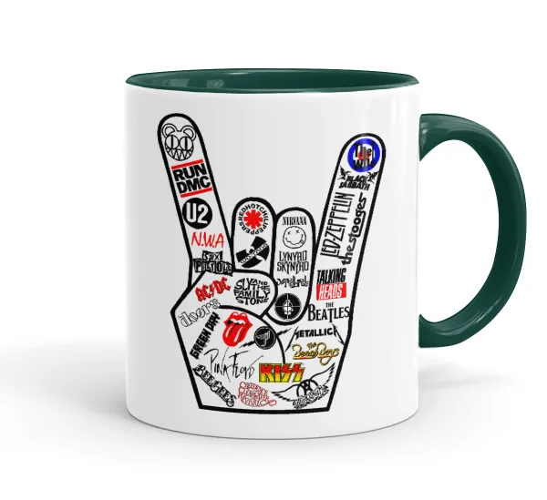 Best Rock Bands hand — Mug colored green, ceramic, 330ml