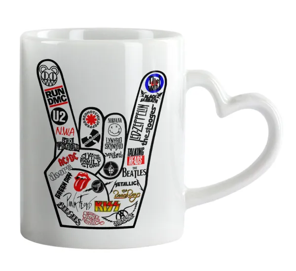 Best Rock Bands hand — Mug heart handle, ceramic, 330ml