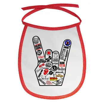 Best Rock Bands hand, Σαλιάρα μωρού αλέκιαστη με κορδόνι Κόκκινη