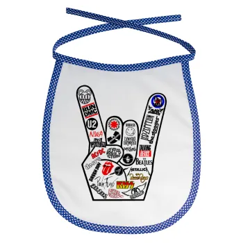 Best Rock Bands hand, Σαλιάρα μωρού αλέκιαστη με κορδόνι Μπλε