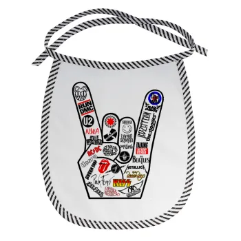 Best Rock Bands hand, Σαλιάρα μωρού αλέκιαστη με κορδόνι Μαύρη