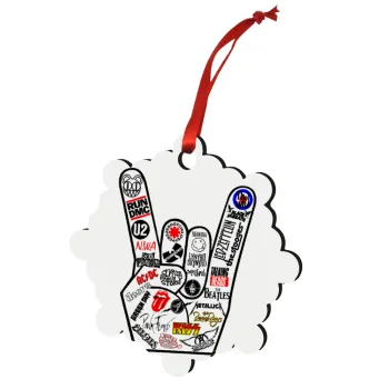 Best Rock Bands hand, Christmas ornament snowflake wooden 7.5cm