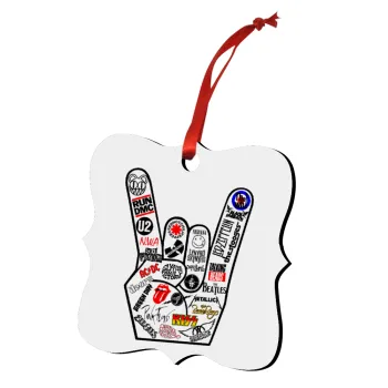 Best Rock Bands hand, Στολίδι Χριστουγεννιάτικο στολίδι polygon ξύλινο 7.5cm