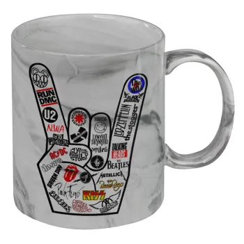 Best Rock Bands hand, Κούπα κεραμική, marble style (μάρμαρο), 330ml