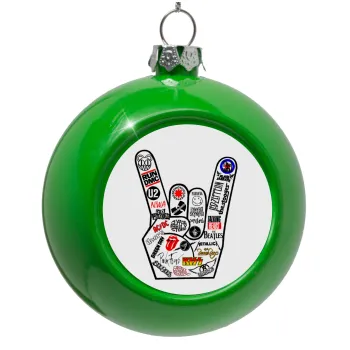 Best Rock Bands hand, Green Christmas tree ornament bauble 8cm