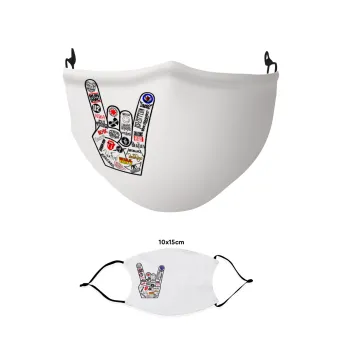 Best Rock Bands hand, Μάσκα υφασμάτινη παιδική πολλαπλών στρώσεων με υποδοχή φίλτρου
