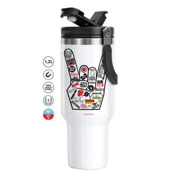 Best Rock Bands hand, Mega Stainless steel Tumbler with lid, double wall 1,2L