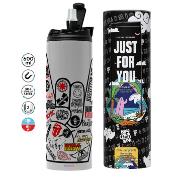 Best Rock Bands hand, Tumbler stainless steel GREY 600ml