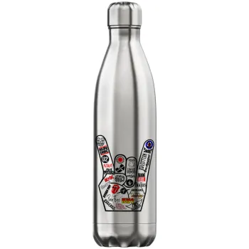 Best Rock Bands hand, Inox (Stainless steel) hot metal mug, double wall, 750ml