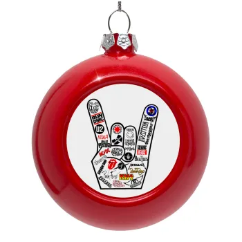 Best Rock Bands hand, Red Christmas tree ornament bauble 8cm