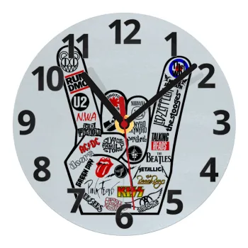 Best Rock Bands hand, Ρολόι τοίχου γυάλινο (20cm)