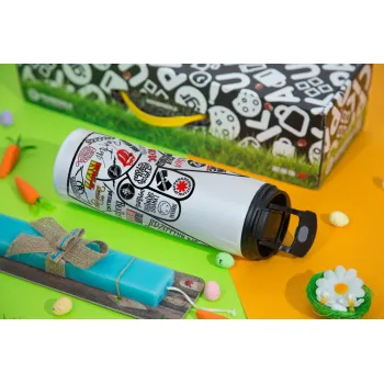 Best Rock Bands hand, Easter candle,Travel Tumbler 2 Lids, with metal straw & cleaning brush & aromatic flat candle (30cm) (BLUE)