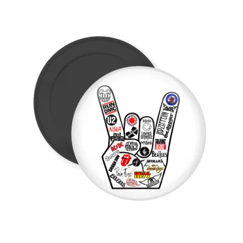 Best Rock Bands hand, Μαγνητάκι ψυγείου στρογγυλό διάστασης 5cm