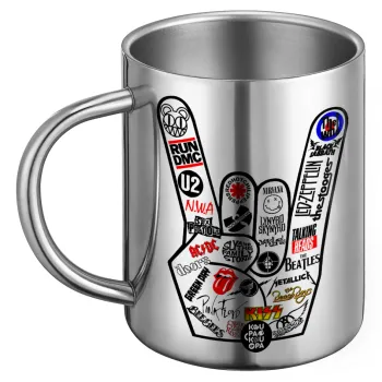 Best Rock Bands hand, Ανοξείδωτη Μεταλλική Κούπα 450ml - Διπλού Τοιχώματος