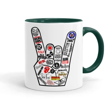 Best Rock Bands hand, Mug colored green, ceramic, 330ml