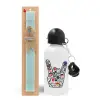 Easter Set, metallic aluminum water bottle (500ml) & scented flat candle (30cm) (TURQUOISE)