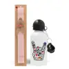 Easter Set, metallic aluminum bottle (500ml) & aromatic flat Easter candle (30cm) (PINK)
