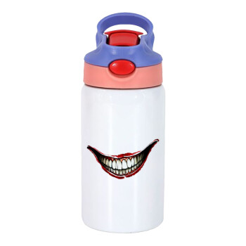 Joker smile, Children's hot water bottle, stainless steel, with safety straw, pink/purple (350ml)