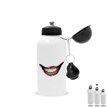 Joker smile, Metal water bottle, White, aluminum 500ml
