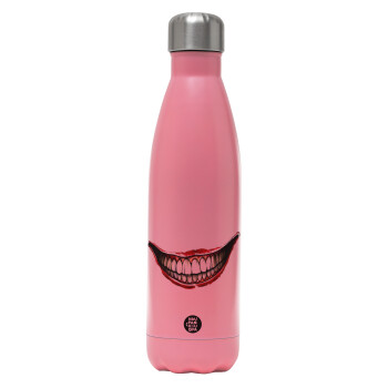 Joker smile, Metal mug thermos Pink Mat (Stainless steel), double wall, 500ml