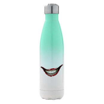 Joker smile, Μεταλλικό παγούρι θερμός Πράσινο/Λευκό (Stainless steel), διπλού τοιχώματος, 500ml