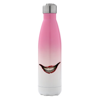 Joker smile, Metal mug thermos Pink/White (Stainless steel), double wall, 500ml